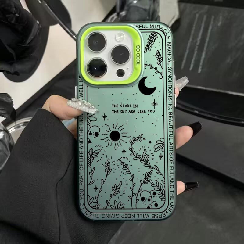 Свежий чехол для телефона 'Луна Звезда' с гальваническим покрытием серебром, IMD, для iPhone 15 16 Pro Max 14 13 12 11 Pro XR XS 7 8 Plus, противоударная задняя крышка