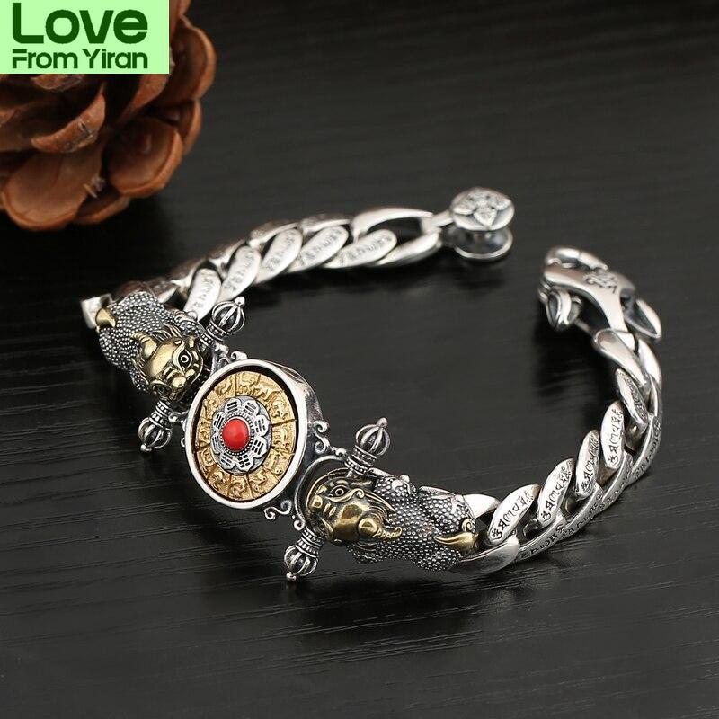 Новый оригинальный дизайн, серебряный счастливый мужской браслет, индивидуальный модный китайский стиль, ретро-амулет, ювелирные изделия, ювелирный аксессуар для пары