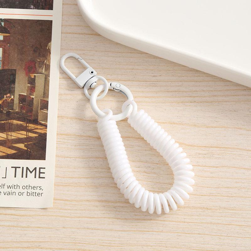 Protective Spring Coil Elastic Retractable Keychain Lanyard Phone Cord Student Backpack Accessory Anti-Loss Strap for Car Key