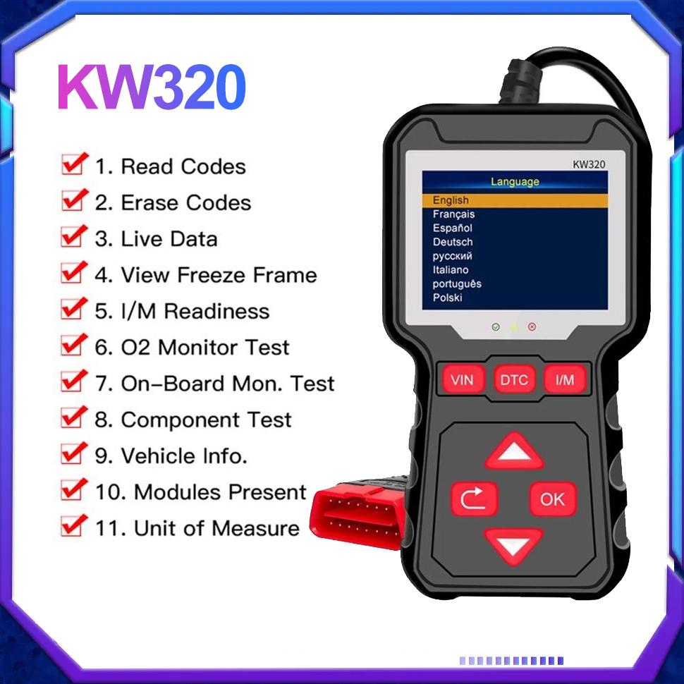 KONNWEI KW320 Obd2 Car Scanner Obd Auto Tools Obd 2 Diagnostic Tool Professional Automotive Scanner Car Code Reader for Auto
