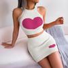 Women's Spring and Summer Leisure Love Color Contrast On The Crop Dress Package Hip Skirt Set