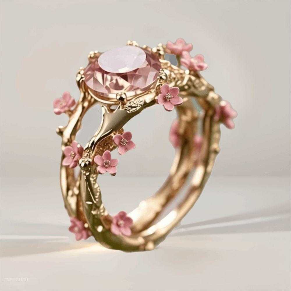 Простое Дизайн Кольцо с Цветком Инкрустированное Цирконом Украшение на Палец Модные Трендовые Кольца Ювелирные Аксессуары