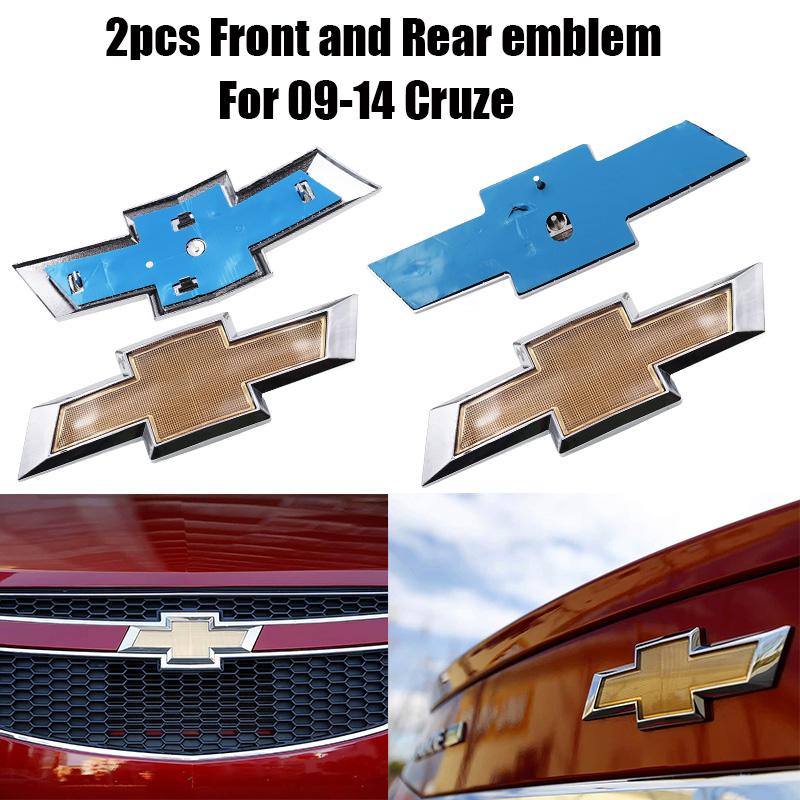 2pcs 3D ABS Car Front and Rear logo Front grill Rear Bumper tail door trunk Emblem sticker Accessories For Chevrolet 09-14 Cruze