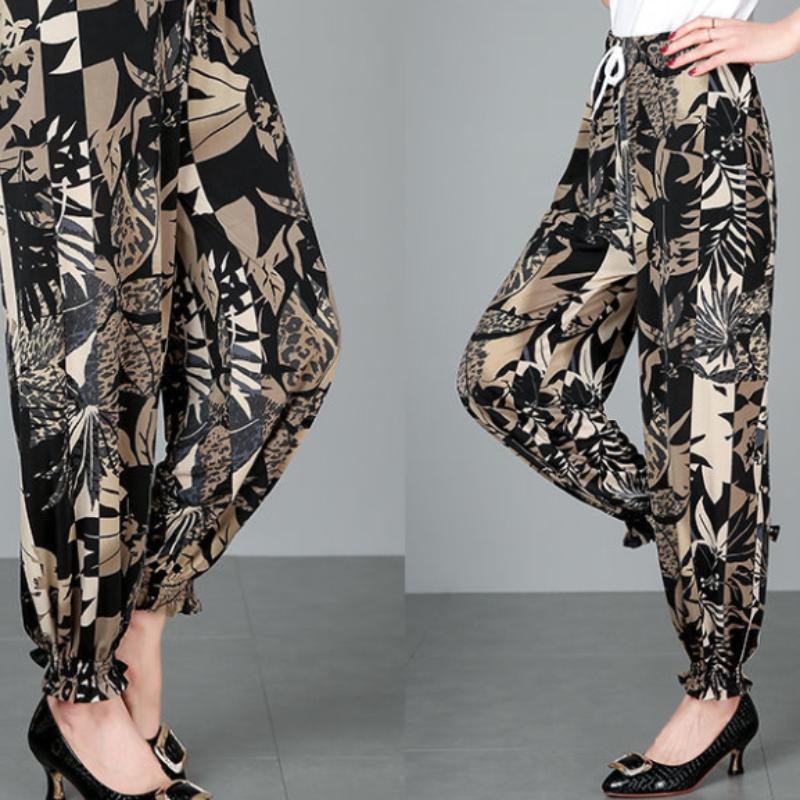 Укороченные брюки, женские летние брюки с тонкой эластичной резинкой на талии, большие размеры, брюки для среднего и пожилого возраста, шаровары