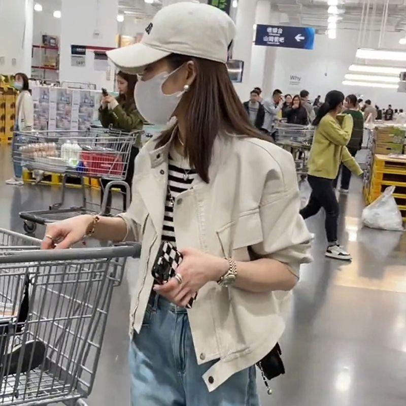 Повседневная свободная женская куртка из искусственной кожи на весну и осень, модное короткое пальто