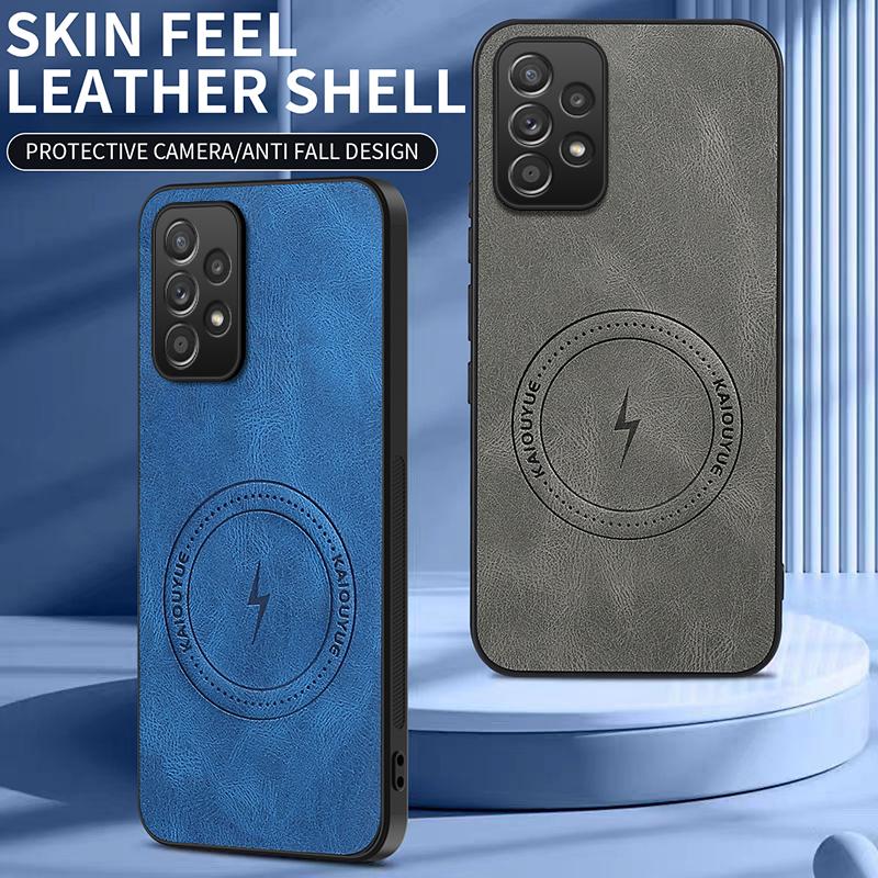Роскошный Магнитный Беспроводной Чехол для Телефона для Samsung Galaxy A56 A55 A54 A53 A52 A52S Ударопрочный Матовый Кожаный Чехол-Накладка