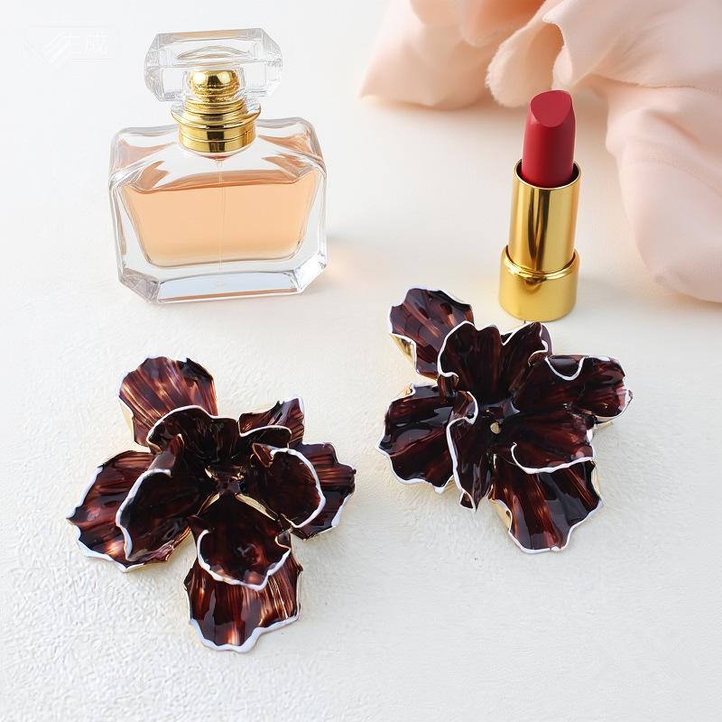 Трехмерные нерегулярные преувеличенные серьги с большими цветами, выполненные масляными мазками, изысканные многослойные серьги