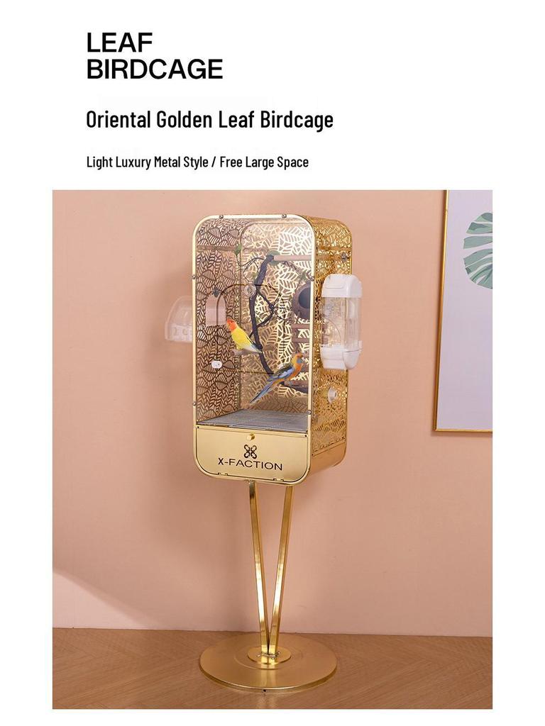 Golden Luxury Bird Villa: Parrot & Cockatiel Floor-Standing Birdcage