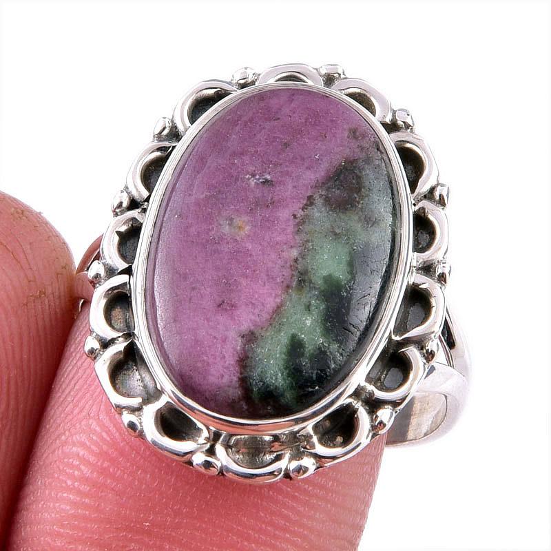 Кольцо из стерлингового серебра 925 пробы с рубином в цоизите, изготовленное вручную в лаборатории S.9 D0s66