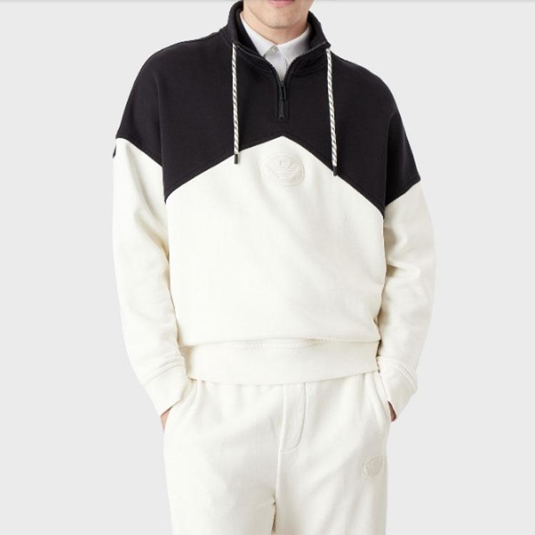 Emporio Armani Ss22 Color Block Стойка Воротник Свободная Посадка На Шнурке Пуловер С Длинным Рукавом Толстовка Мужская толстовка Черный 6L1M81-1JWPZ-F920