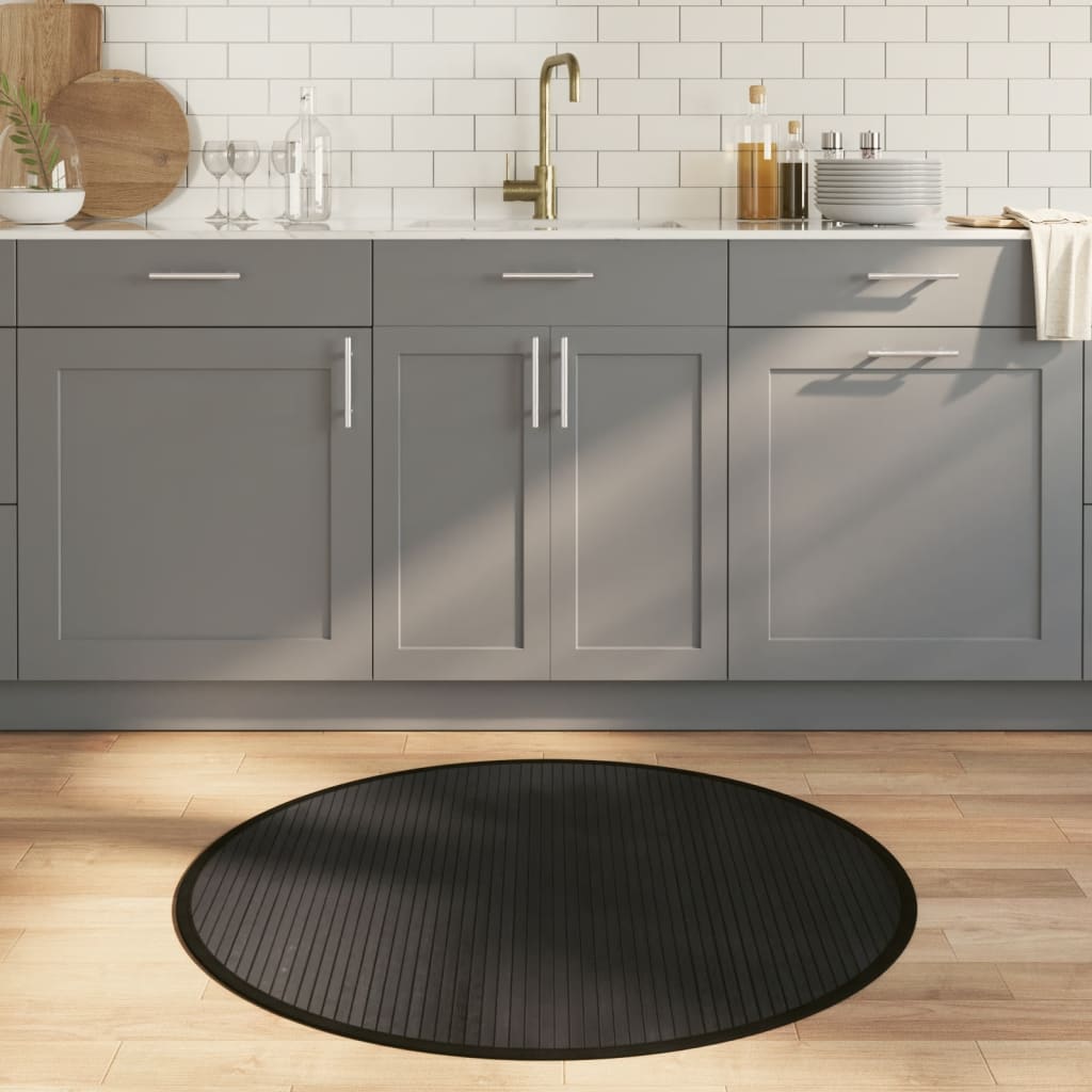 Round Rug Black 100 cm Bamboo