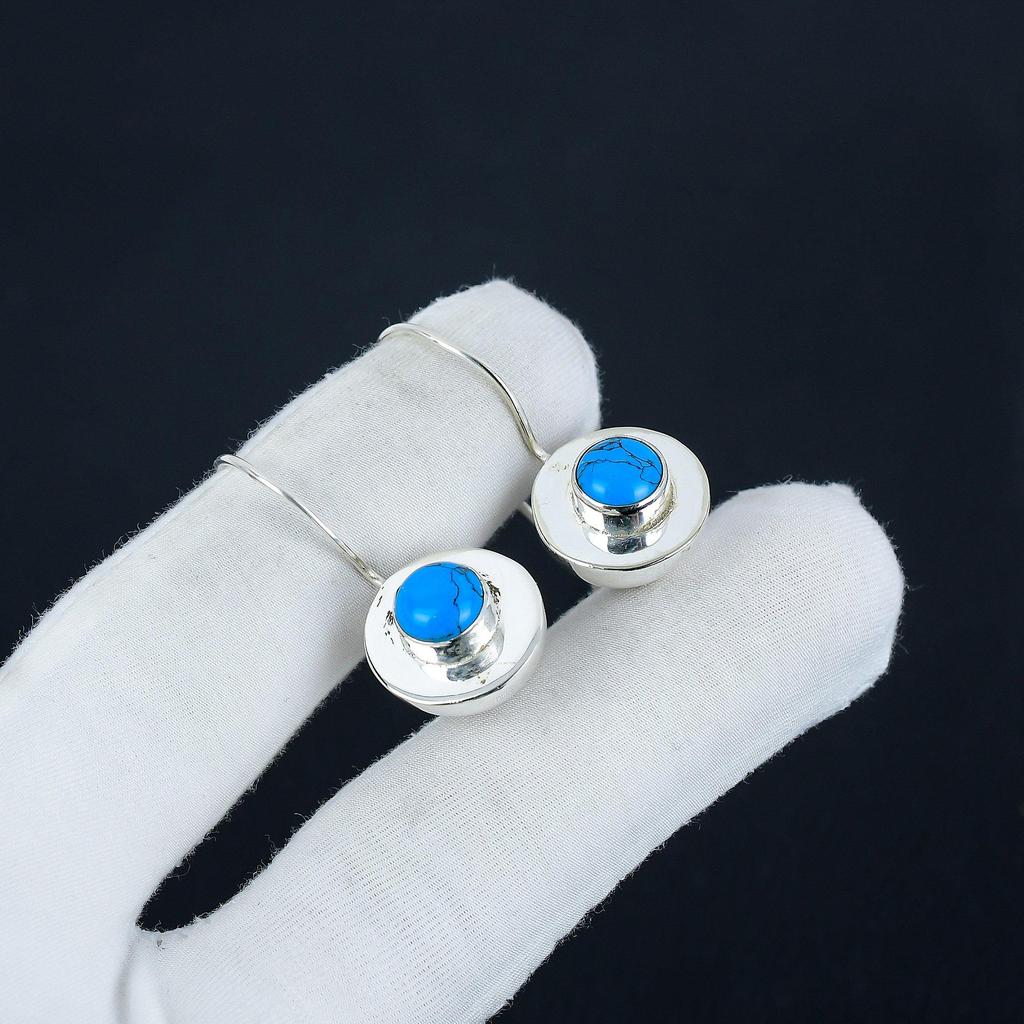 Серьги с натуральными бирюзовыми драгоценными камнями, серьги из стерлингового серебра 925 пробы, серьги-подвески из серебра ручной работы в стиле бохо, подарок на день рождения