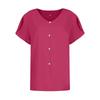 Women's V-Neck Short Sleeved  Solid Color Fashionable Button Top