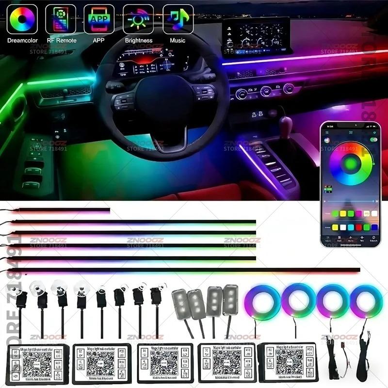 22-в-1 RGB Акриловые Автомобильные Салонные Светодиодные Ленты RGB Скрытая Акриловая Лента Декор Аксессуары для Атмосферы Для Silverado