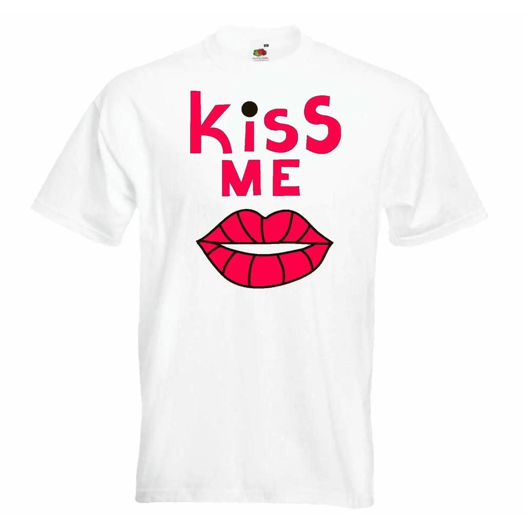 T Shirt Kiss Me Junggesellenabschied Fun Party Stimmung In Wei Vintage Graphic Slightly Designer Clothes Versatile
