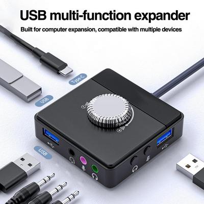 Внешняя звуковая карта USB с разъемом 3,5 мм, регулируемая громкость без драйверов, планшетный компьютер, микрофон, телефон, внешний стереоаудиоадаптер