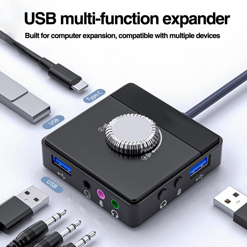 USB External Sound Card 3.5mm Jack Driver-Free Volume Adjustable Tablet Computer Microphone Phone External Stereo Audio Adapter