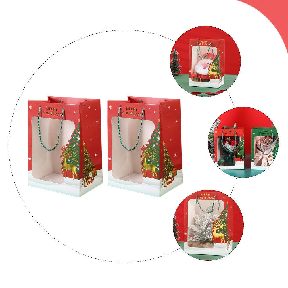 2 шт. Рождественские подарочные пакеты из бумаги с оленями, ручные мешочки для хранения конфет, контейнеры для подарков на вечеринку, праздничные рождественские подарочные пакеты
