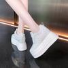 Fashion 10cm Crystal Synthetic Microfiber Chunky Sneakers Women Shoes Platform Wedge Hidden Heels Sandals Leather Pumps Flats