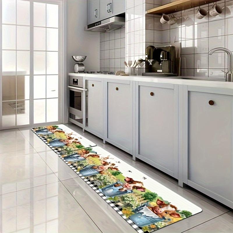 1 шт. акварельная ферма милая корова с принтом подсолнечника кухонный коврик мягкий утолщенный кухонный коврик водонепроницаемый нескользящий маслостойкий напольный коврик бегун