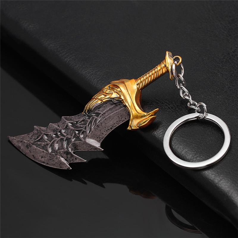 Retro God of War 4 Kratos Sword Keychain Punk Pendant Men's Jewelry Souvenir Trinket - Stylish Keyring Accessory