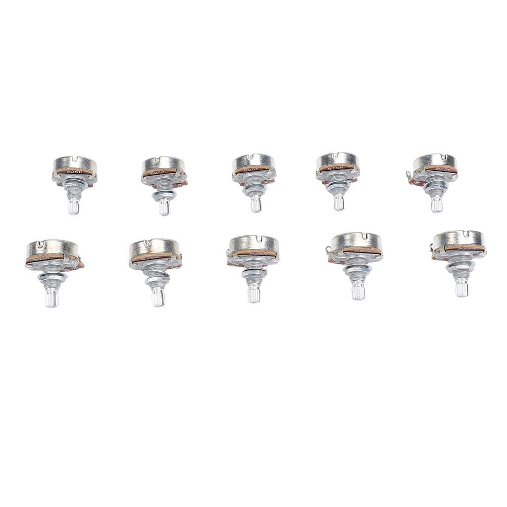 10 Pcs Guitar Potentiometer 18mm Shaft 25K Ohm Bass Metric M8 Electric Bass Guitar Pots for Volume Tone Control B25K