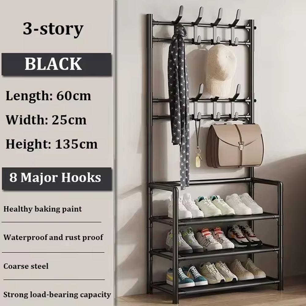 Clothes Hanger Multi-Layer Shoe Rack Doorway DIY Hat And Shoes Shelf Simple Floor-Standing Living Room Organizer Storage Racks
