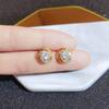 18k Gold 18 K Woman Stud Earrings Unusual Earings Trend Piercing Small Crystal Vintage Ear Cuffs For Party Women 'S Jewelry