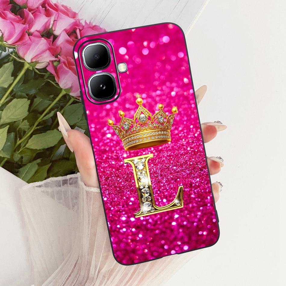Для Infinix Smart 20 X6840 X6840B Чехол-бампер с буквой 'Crown' Для Infinix Smart20 Черный Силиконовый Мягкие Чехлы