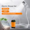 Электрический насос для душа на открытом воздухе, портативный кемпинговый душ 4800 мАч, IPX7, водонепроницаемый дисплей температуры для пешего туризма, путешествий, пляжа