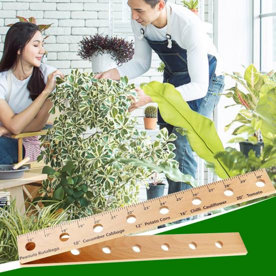 Деревянная линейка для растений Складная линейка для посадки растений с отверстиями Гладкая кромка без заусенцев Простая в использовании Легкая портативная садовая линейка