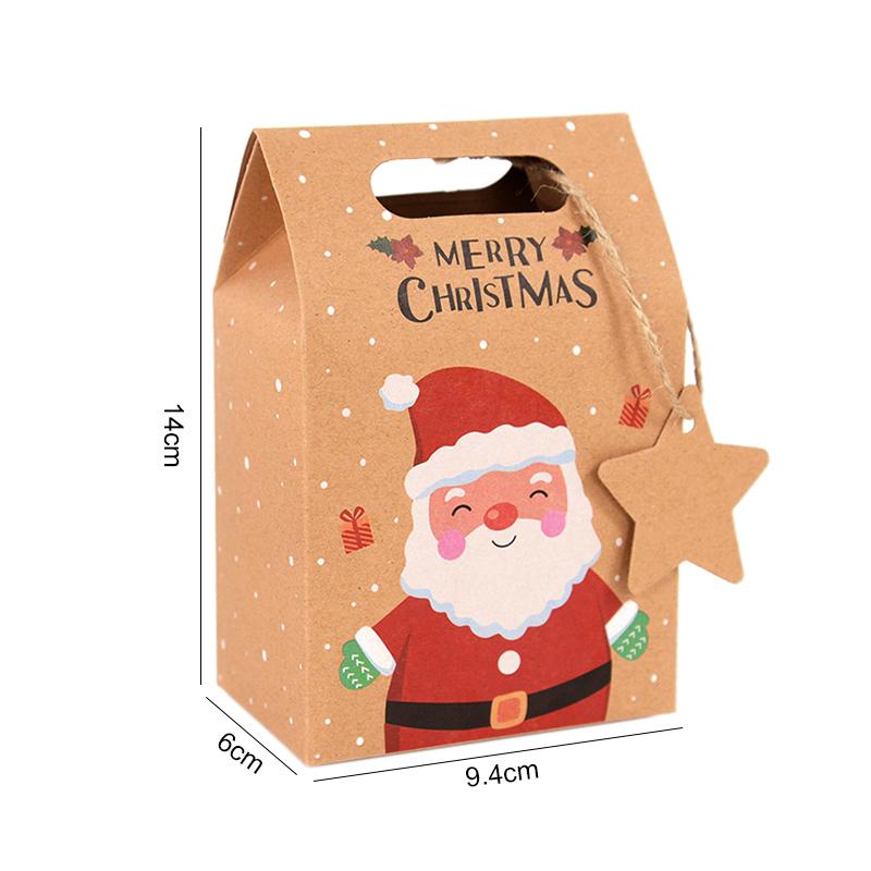 24Pcs Christmas Candy Gift Box with Tag Kraft Paper Cookie Snack Packing Bags 2024 Xmas Party Home Decoration New Year 2025