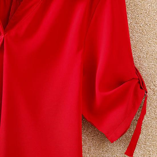 Женские топы, сплошной цвет, крутая повседневная женская свободная блузка с V-образным вырезом для покупок