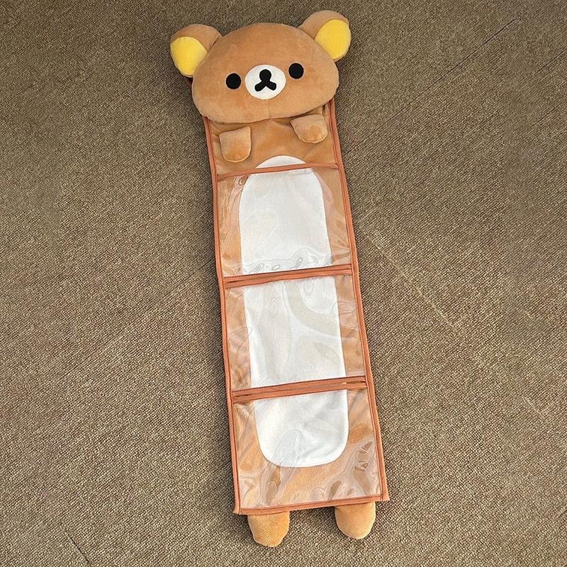 Kawaii Rilakkumas Wall Hanging Storage Bag Cartoon Rilakkumas Bear Door Hanging Bag Large Capacity Sundries Storage Bag Gifts