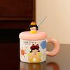 Открывающаяся маленькая подарочная парная кружка для воды с крышкой, высококачественная трубочная кружка, большая емкость, керамическая кружка для девочек, парная кружка