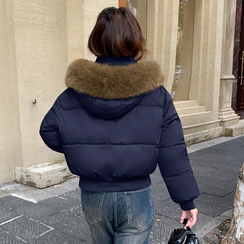 Autumn Winter Thicken Warm Parka Women Casual Solid Color Big Pocket Loose Short Hooded Coat Jackets Outwear