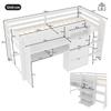 Half-high bed, 90x200 cm, house shape, multiple storage compartments, entertainment area under the bed, without mattress, white