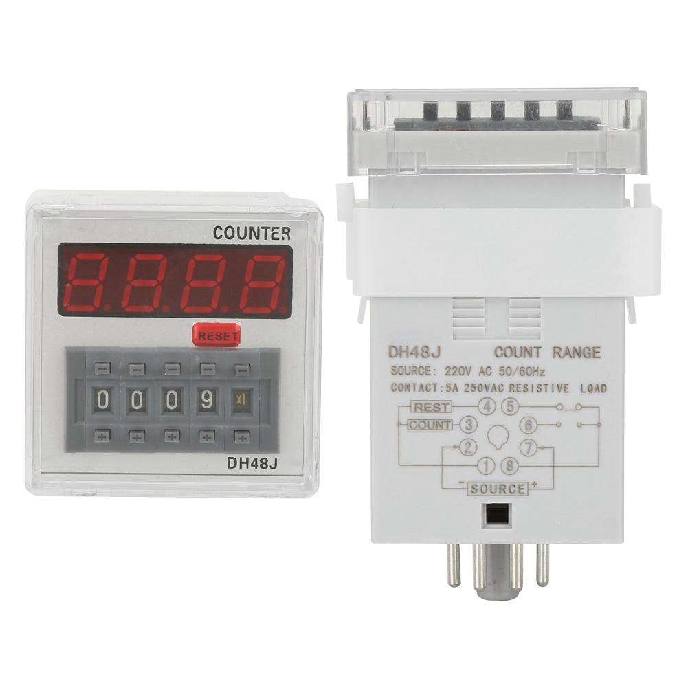 DH48J 220VAC цифровой счетчик реле светодиодный дисплей 1-999900 8-контактный