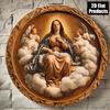 D Metal Sign Virgin Mary Religious Metal Wall Art Round Home Decor for Bar Kitchen Living Room Office Halloween Christmas Gi