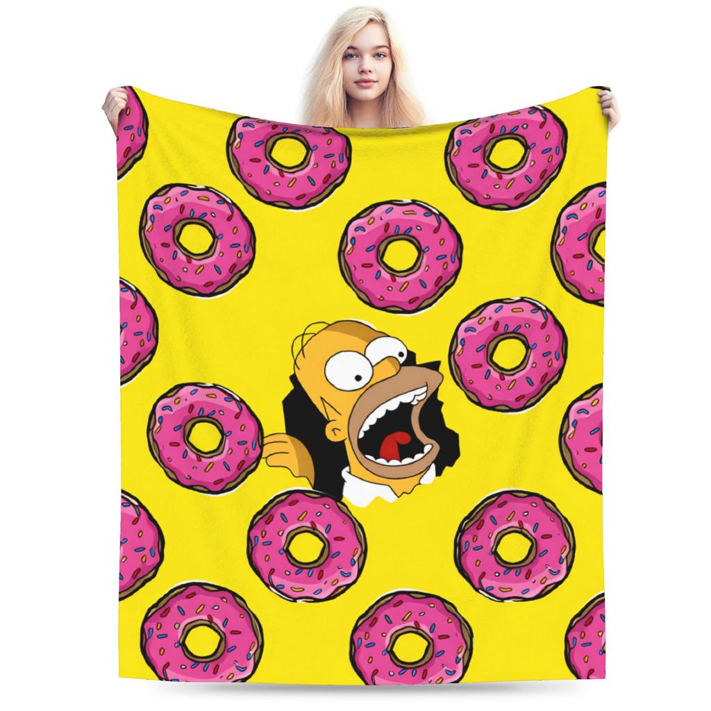 S-Simpsons Family Cartoon Characters Throw Blanket Soft Graphic Blankets For Bedroom Camping Flannel Bedspread Bed Cover