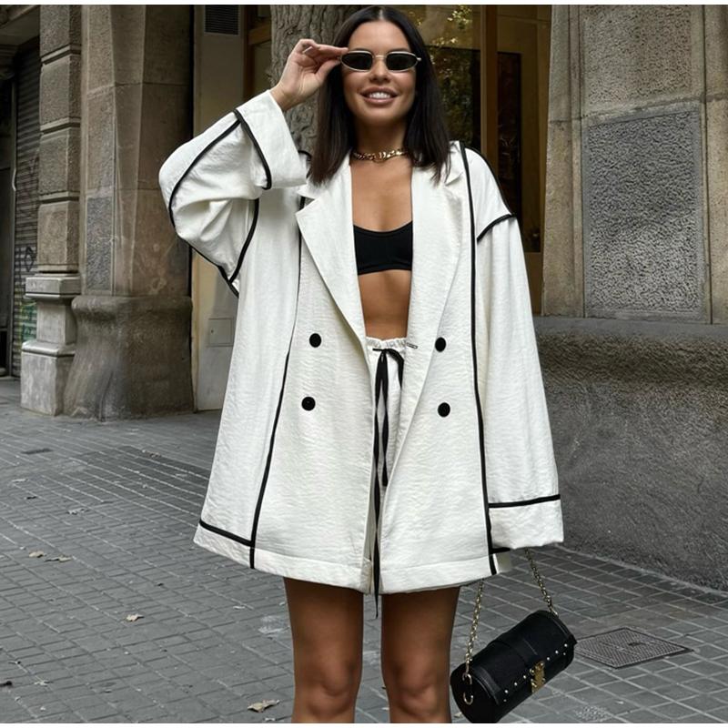 Повседневные свободные шорты комплекты женские кардиганы на пуговицах топы широкие шорты офисные женские комплекты из 2 предметов 2025 новые костюмы весна лето