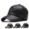 PU Leather Winter Baseball Cap Men Snapback Hat Adjustable Warm Earflaps Hats Hip Hop Caps