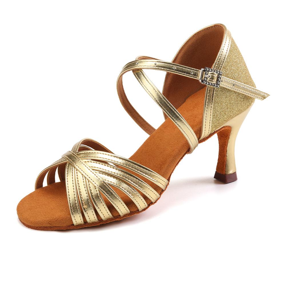 Women Girls Latin Dance Shoes High-heeled Salsa Ballroom Tango Shoes Soft Sole 7CM Heel