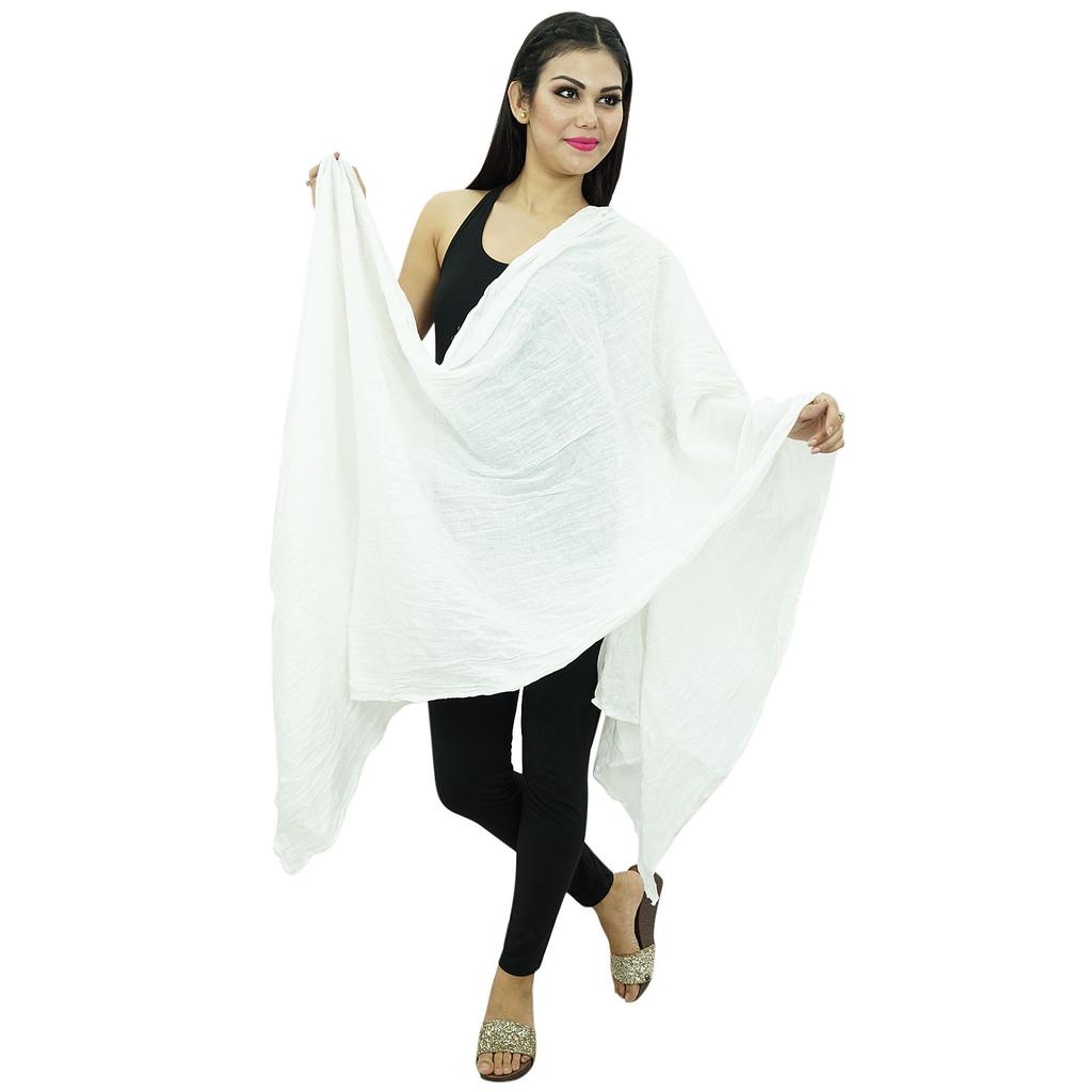 Long Cotton Voile Dupatta Stole Women Neck Wrap Indian Scarves Chunni