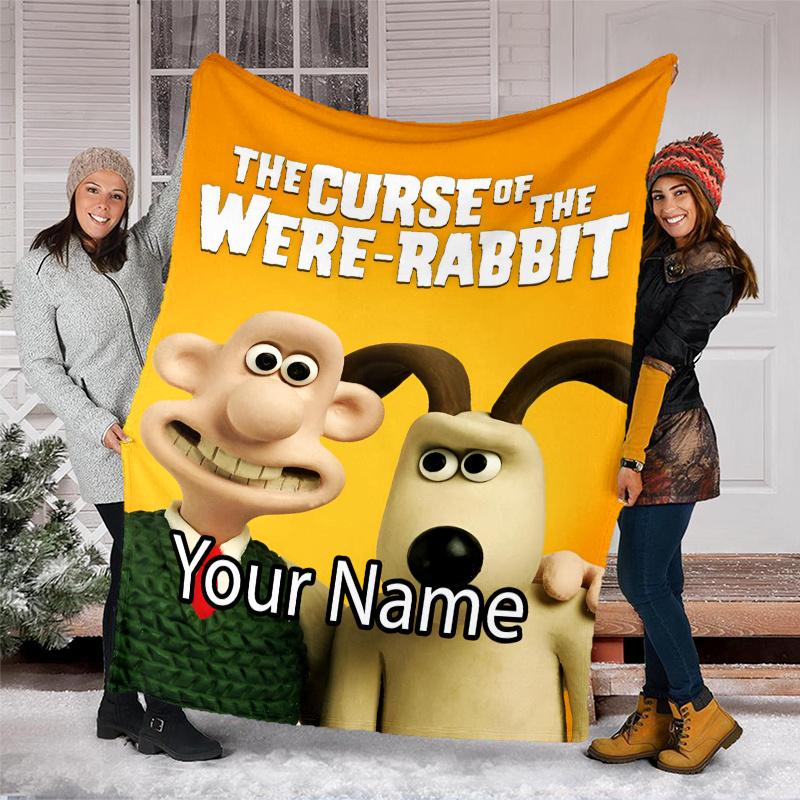 Custom Name Wallace & Gromit Theme Printed Blanket - Perfect for Couch, Bed, Travel & Outdoor Use | Machine Washable, Cozy & Durable.
