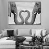 Любовь Сердце Слоны Холст Картина Современные Черно-Белые Африканские Животные Настенная Роспись Плакат Печать Офис Спальня Гостиная Домашний Декор Куадрос