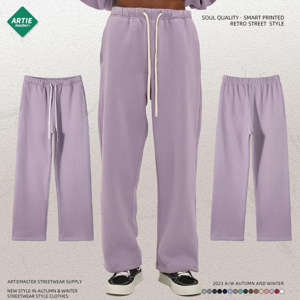 2024 Autumn/Winter Men's Thick 350g Velvet Straight-Leg Loose Casual Sports Trousers