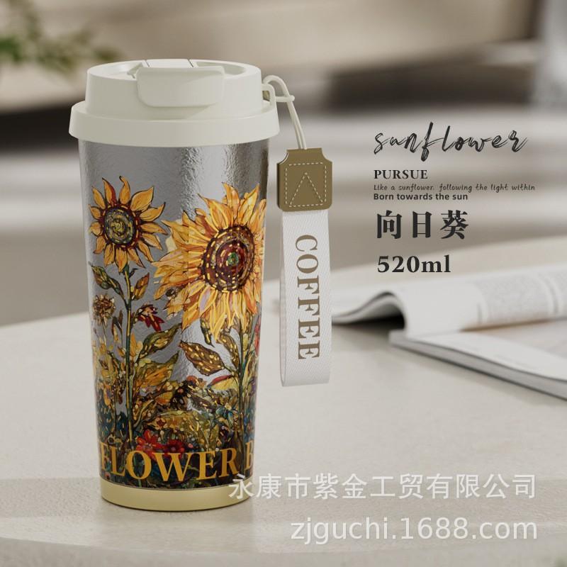 Pure Titanium Insulated Tumbler Women Lightweight Luxury Travel Cup With Straw Lid Tea Infuser 520ml