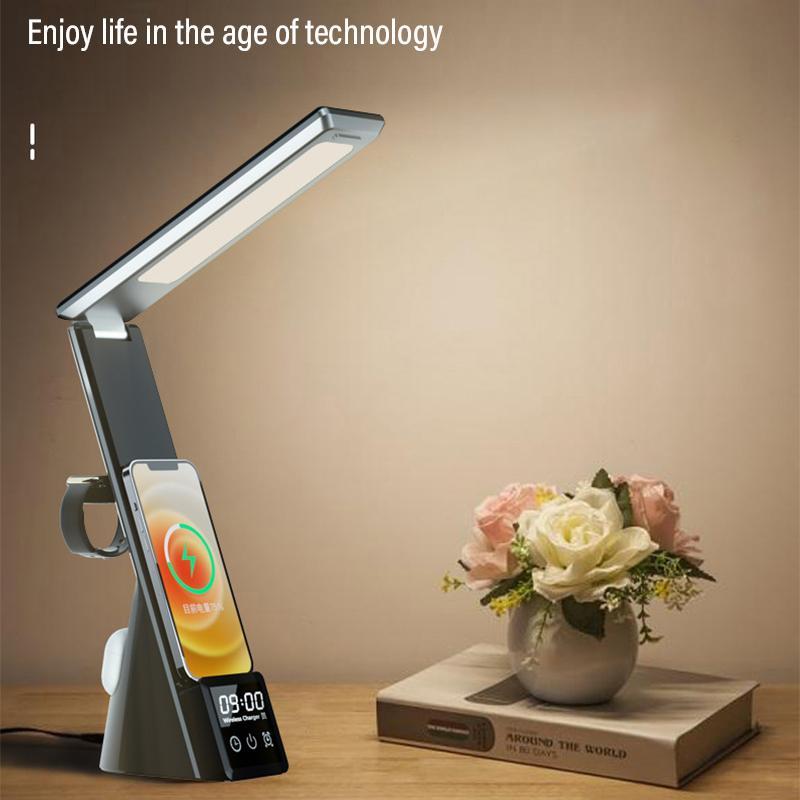 Новое 3 в 1 быстрое беспроводное зарядное устройство Qi складная настольная лампа с беспроводной подставкой