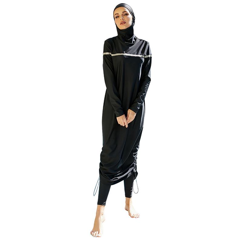 Women Muslim Bathing Suit With Cap Printing Long Sleeve Swimsuit Modest Muslin Beachwear Women Swimwear Islamic Burkinis Wear Whole Swimsuit